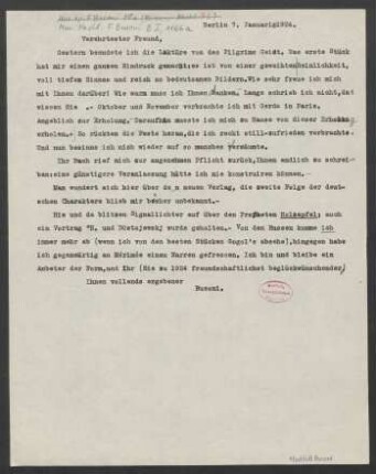 Brief an Jakob Wassermann : 07.01.1924