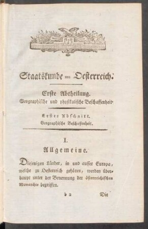 Erster Abschnitt. Geographische Beschaffenheit.