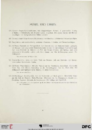 Möbel und Uhren (Nr. 518-524)