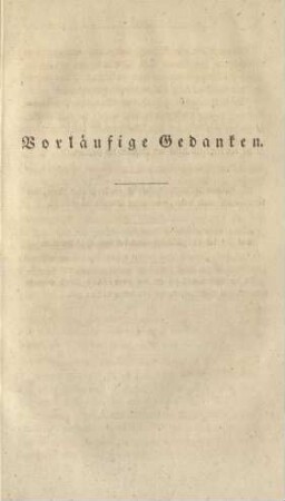 Vorläufige Gedanken