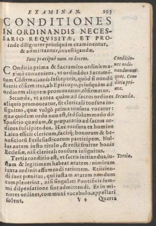 Conditiones In Ordinandis Necessario Requisitae ... investigandae.