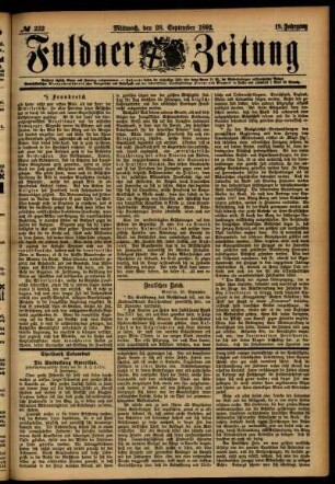 Ausgabe vom Mittwoch, den 28. September 1892.