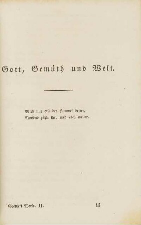 Gott Gemüth und Welt.