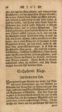 Sechzehende Klage. Ich fürchte den Tod
