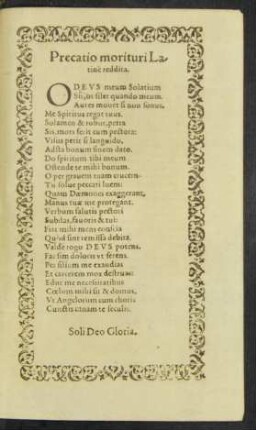 Precatio morituri Latine reddita.