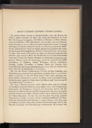 1. Adolf Lüderitz erwirbt Südwestafrika