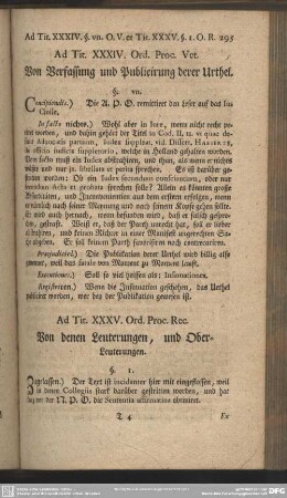 Ad. Tit. XXXIV. Ord. Proc. Vet. Von Verfassung und Publicirung derer Urthel