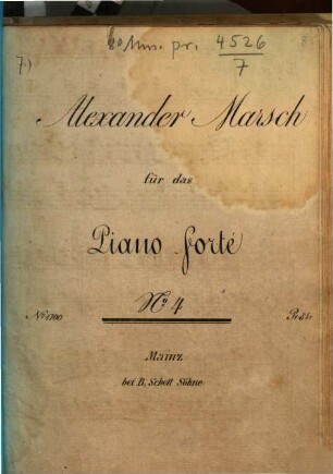 Alexander-Marsch : No. 4 ; für d. Pianoforte