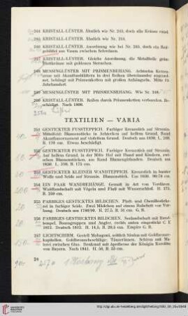 Textilien – Varia (Nr. 251-264)