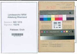 Entnazifizierung Erich Pakieser , geb. 01.03.1911 ()