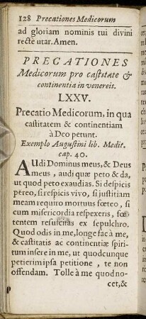 Precationes Medicorum pro castitate & continentia in venereis.