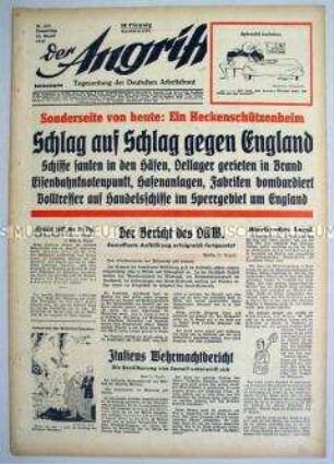 Tageszeitung "Der Angriff" u.a. zum Luft- und U-Boot-Krieg gegen England