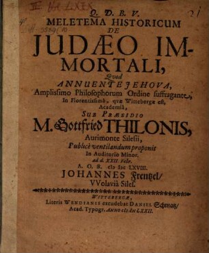 Meletema historicum de Judaeo immortali