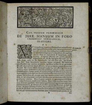 Cap. Primum Proœmiale De Jure Manuum In Foro Criminali Germanico, In Genere.