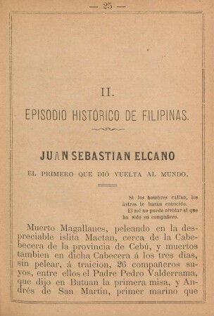 II. Juan Sebastian Elcano el primero que dió vuelta al mundo