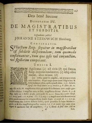 Disputatio IV. De Magistratibus Et Subditis