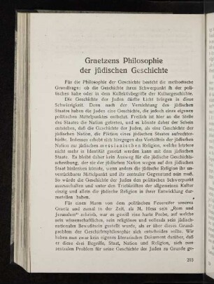 Graetzens Philosophie der jüdischen Geschichte