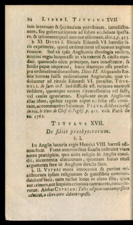 Titulus XVII. De filiis presbyterorum.