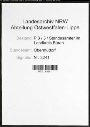 Sterberegister Standesamt Oberntudorf