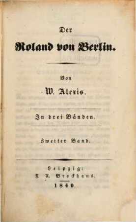Der Roland von Berlin : In drei Bänden, 2