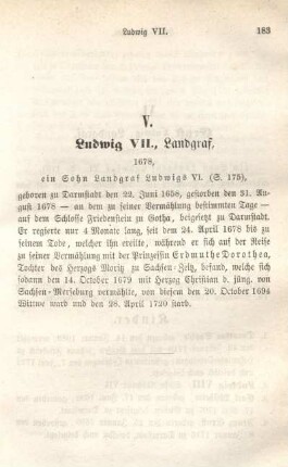 V. Ludwig VII., Landgraf, 1678