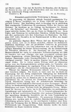 114-116, Forensisch-psychiatrische Vereinigung in Bremen