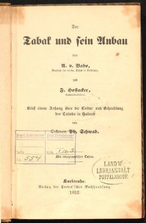 Der Tabak und sein Anbau