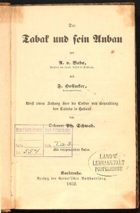 Der Tabak und sein Anbau
