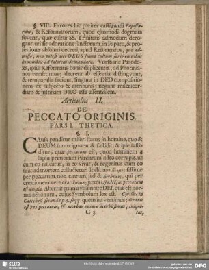 Articulus II. De Peccato Originis
