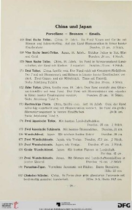 China und Japan, Porzellane, Bronzen, Emails (Nr.168-231)
