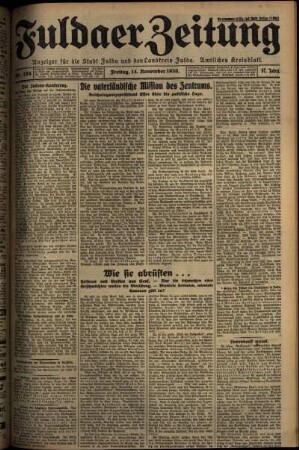 Erste Ausgabe vom Freitag, den 14. November 1930.