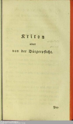 Kriton oder von der Bürgerpflicht