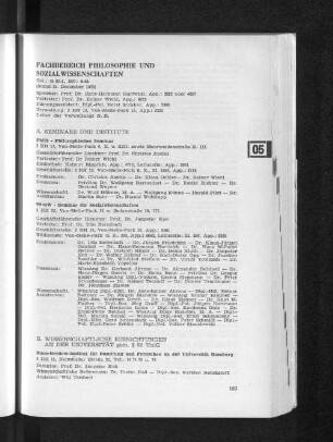 Seminare, Institute und Einrichtungen