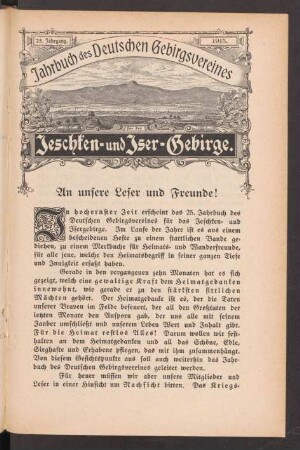 An unsere Leser und Freunde