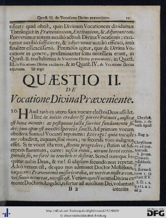 Quaestio II. De Vocatione Divina Praeveniente.