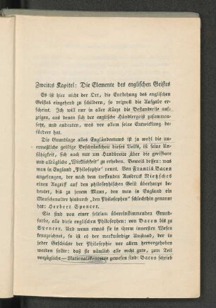 Zweites Kapitel: Die Elemente des englisches Geistes