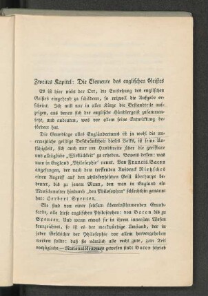 Zweites Kapitel: Die Elemente des englisches Geistes