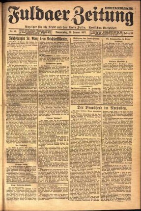Erste Ausgabe vom Donnerstag, den 20. Januar 1927.