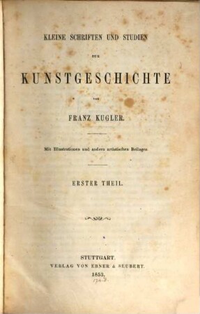 Kleine Schriften und Studien zur Kunstgeschichte, 1