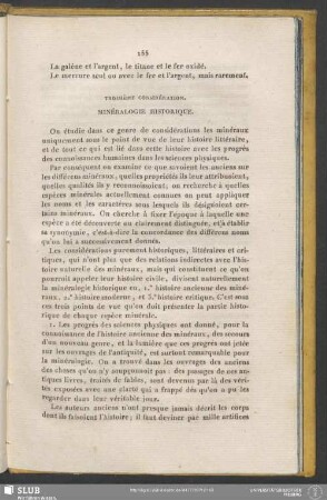Troisième Considération. Minéralogie Historique