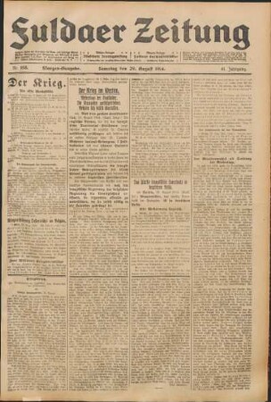 Ausgabe vom Samstag, den 29. August 1914.