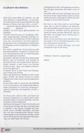 Grußwort des Rektors
