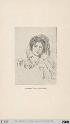 Radierung: Dame mit Schleier