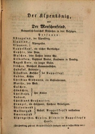Ferdinand Raimunds sämmtliche Werke : Herausgegeben von Johann Nep. Vogl, 3
