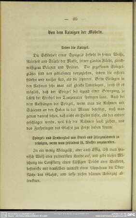 Von dem Reinigen der Möbeln