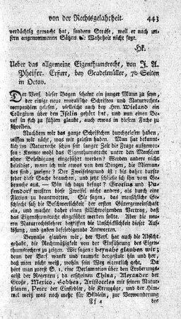 Ueber das allgemeine Eigenthumsrecht.