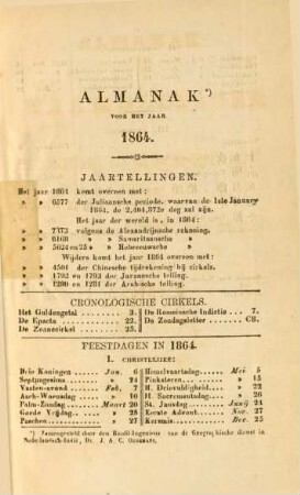 Almanak voor het jaar 1864