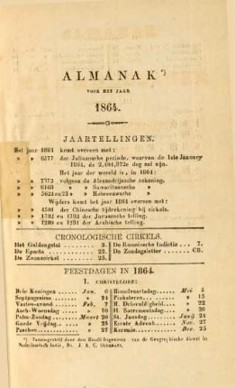 Almanak voor het jaar 1864