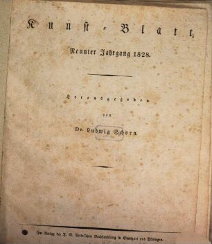 Morgenblatt für gebildete Stände. Kunst-Blatt. 9. 1828