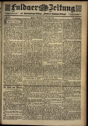 Erste Ausgabe vom Mittwoch, den 03. Oktober 1900.